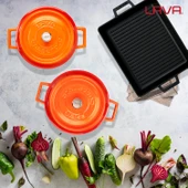 Lava Döküm 6X Trendy Serisi Döküm Demir Tencere Tava Çeyiz Seti  Turuncu thumbnail 8