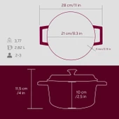 Lava Döküm Yuvarlak Tencere Döküm Demir Yekpare Kulplu Premium Serisi Çap(Ø)20cm.  Mor thumbnail 5