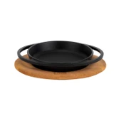 Lava Döküm Yuvarlak Sahan Döküm Demir Yekpare Çift Kulplu Kayın Servis Ahşabı Çap(Ø)16cm. thumbnail 1