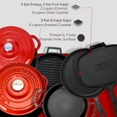 Lava Döküm 6x Trendy Serisi 9 Parça Tencere & Tava Seti  Kırmızı thumbnail 7