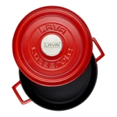 Lava Döküm Çok Amaçlı Yayvan Tencere Döküm Demir Yekpare Kulplu Spring Serisi Çap(Ø)24cm.  Kırmızı thumbnail 2