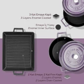 Lava Döküm 6X Trendy Serisi Döküm Demir Tencere Tava Çeyiz Seti  Mor thumbnail 7