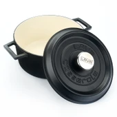 Lava Döküm Yuvarlak Tencere Döküm Demir Yekpare Kulplu Edition Serisi Çap(Ø)24cm.  Siyah thumbnail 2