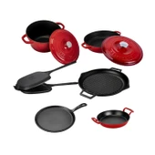 Lava Döküm 6x Trendy Serisi 9 Parça Tencere & Tava Seti  Kırmızı thumbnail 3