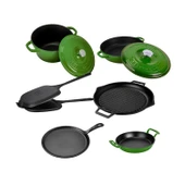 Lava Döküm 6x Trendy Serisi 9 Parça Tencere & Tava Seti Yeşil - 3