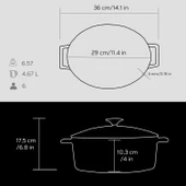 Lava Döküm Oval Tencere. Folk Serisi Ölçü 23x29cm.  Siyah thumbnail 5
