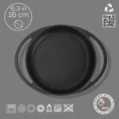 Lava Döküm Yuvarlak Sahan Döküm Demir Yekpare Çift Kulplu Çap(Ø)16cm. thumbnail 4