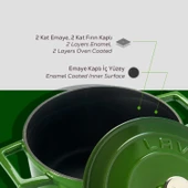 Lava Döküm Yuvarlak Tencere. Folk Çap(Ø)20cm.  Yeşil thumbnail 6