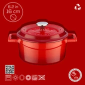 Lava Döküm Yuvarlak Tencere. Trendy Çap(Ø) 16cm.  Kırmızı thumbnail 3