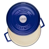 Lava Döküm Çok Amaçlı Yayvan Tencere Döküm Demir Yekpare Kulplu Edition Serisi Çap(Ø)32cm.  Mavi thumbnail 3