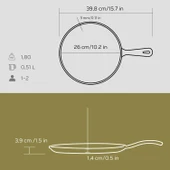 Lava Döküm Yuvarlak Pizza Krep Pankek Tavası Döküm Demir Yekpare Saplı Çap(Ø)26cm. thumbnail 5