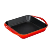 Lava Döküm Kare Kızartma Tavası Döküm Demir Yekpare Çift Kulplu Ölçü 26x26cm.  Kırmızı thumbnail 2