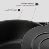 Lava Döküm Yuvarlak Tencere Döküm Demir Kapak Experience Serisi Çap(Ø)28cm  Siyah thumbnail 6