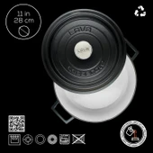 Lava Döküm Yuvarlak Tencere Döküm Demir Yekpare Kulplu Edition Serisi Çap(Ø)28cm.  Siyah thumbnail 4