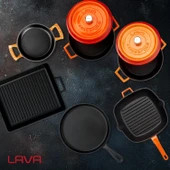 Lava Döküm 5x Trendy Serisi 8 Parça Tencere & Tava Seti  Turuncu thumbnail 8