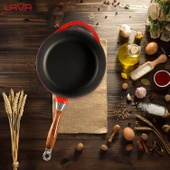 Lava Döküm Yuvarlak Kızartma Tavası Döküm Demir Sök - Tak Ahşap Sap Çap(Ø)24cm  Kırmızı - 7