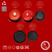 Lava Döküm 5x Trendy Serisi 8 Parça Tencere & Tava Seti  Kırmızı thumbnail 5