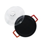 Lava Döküm Çok Amaçlı Yayvan Tencere. Glaze Serisi Çap(Ø)24cm. - Kırmızı  Kırmızı - 3