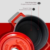 Lava Döküm Yuvarlak Tencere. Trendy Çap(Ø) 14cm.  Kırmızı thumbnail 5