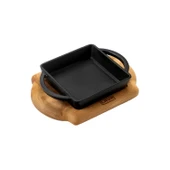 Lava Döküm Kare Sahan Döküm Demir Yekpare Çift Kulplu Kayın Servis Ahşabı Ölçü 12x12cm. - 2