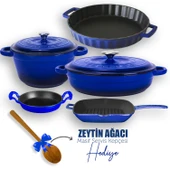 Lava Döküm 5X New Heritage Serisi Döküm Demir Tencere & Tava Seti  Mavi thumbnail 1