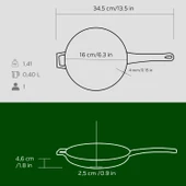 Lava Döküm Yuvarlak Kızartma Tavası Döküm Demir Yekpare Saplı Çap(Ø)16cm.  Yeşil thumbnail 5