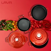 Lava Döküm 4X New Heritage Serisi Döküm Demir Tencere Tava Seti  Kırmızı - 6