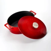 Lava Döküm Oval Tencere. Folk Serisi Ölçü 23x29cm.  Kırmızı thumbnail 3