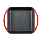 Lava Döküm Kare Kızartma Tavası Döküm Demir Yekpare Çift Kulplu Ölçü 26x26cm.  Kırmızı thumbnail 3