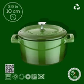 Lava Döküm Mini Tencere. Trendy Serisi Çap(Ø)10 cm.  Yeşil thumbnail 4