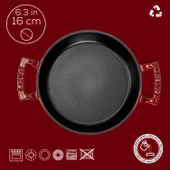 Lava Döküm Yuvarlak Sahan Döküm Demir Yekpare Çift Kulplu Çap(Ø)16cm.  Kırmızı thumbnail 4