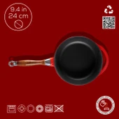 Lava Döküm Yuvarlak Kızartma Tavası Döküm Demir Sök - Tak Ahşap Sap Çap(Ø)24cm Kırmızı - 4