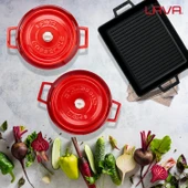 Lava Döküm 6X Trendy Serisi Döküm Demir Tencere Tava Çeyiz Seti  Kırmızı thumbnail 8