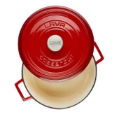 Lava Döküm Yuvarlak Tencere Döküm Demir Yekpare Kulplu Edition Serisi Çap(Ø)28cm.  Kırmızı thumbnail 3