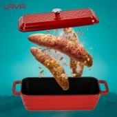 Lava Döküm Ekmek Tenceresi / Terrine Serisi. Ölçü 11x31cm.  Kırmızı - 8