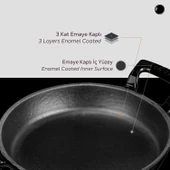 Lava Döküm Yuvarlak Sahan Döküm Demir Yekpare Çift Kulplu Çap(Ø)16cm.  Siyah thumbnail 6