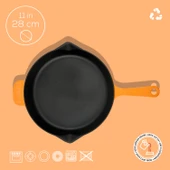 Lava Döküm Yuvarlak Kızartma Tavası Döküm Demir Yekpare Saplı Spring Serisi Çap(Ø)28cm.  Turuncu thumbnail 4