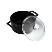 Lava Döküm Yuvarlak Tencere Cam kapaklı. Glaze Çap(Ø)24cm.  Siyah thumbnail 2