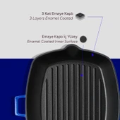 Lava Döküm Dikdörtgen Izgara Tava Döküm Demir Yekpare Saplı Ölçü 26x32cm.  Mavi thumbnail 6