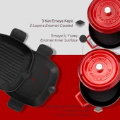 Lava Döküm 5X Trendy Serisi Döküm Demir Tencere Tava Çeyiz Seti  Kırmızı thumbnail 4