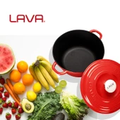 Lava Döküm Yuvarlak Tencere Döküm Demir Kapak New Heritage Serisi Çap(Ø)26cm.  Kırmızı thumbnail 8