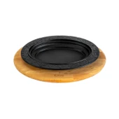 Lava Döküm Oval Döner, Kebap Tabağı Kayın Servis Ahşabı. Ölçü 28x20cm. - 1
