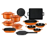 Lava Döküm 12x Trendy Serisi 17 Parça Tencere & Tava Seti  Turuncu thumbnail 2