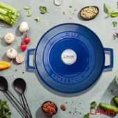 Lava Döküm Yuvarlak Tencere. Folk Çap(Ø)28cm.  Mavi thumbnail 7