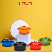 Lava Döküm Yuvarlak Tencere. Trendy Çap(Ø) 14cm.  Turuncu thumbnail 6