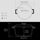 Lava Döküm Yuvarlak Tencere Döküm Demir Yekpare Kulplu Edition Serisi Çap(Ø)28cm.  Siyah thumbnail 5