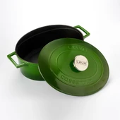 Lava Döküm Oval Tencere. Folk Serisi Ölçü 23x29cm.  Yeşil thumbnail 3