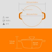 Lava Döküm Yuvarlak Tencere Döküm Demir Kapak Experience Serisi Çap(Ø)28cm  Turuncu thumbnail 4