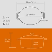 Lava Döküm Yuvarlak Tencere. Folk Çap(Ø)28cm. Turuncu - 5