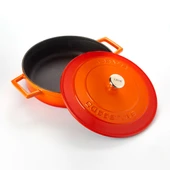 Lava Döküm Çok Amaçlı Yayvan Tencere. Folk Serisi Çap(Ø)24cm.  Turuncu thumbnail 3